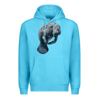 Ocean Blue Manatee Illustrations Premium Hoodie - LillyAllenDesigns