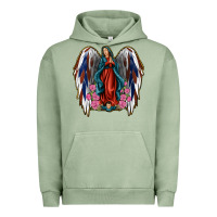 Pigment Oil Green Angel Wing Lady of Guadalupe 4th of July Urban Hoodie - Jasminsmagicworld