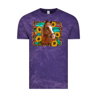 Cloud Purple horse sunflowers turquoise wooden serape leopard Vintage Tee - Artiststas