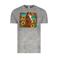 Cloud Rock horse sunflowers turquoise wooden serape leopard Vintage Tee - Artiststas