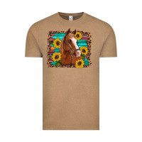 Vintage Coffee horse sunflowers turquoise wooden serape leopard Vintage Tee - Artiststas