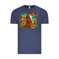 Vintage Denim horse sunflowers turquoise wooden serape leopard Vintage Tee - Artiststas