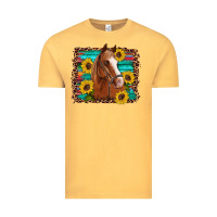 Vintage Mustard horse sunflowers turquoise wooden serape leopard Vintage Tee - Artiststas