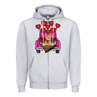 Heather Grey Valentine's day tedybear truck Zipper Hoodie - RanaPortraitStore