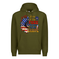 Army Green home of the free because of the brave Premium Hoodie - NancyCooperArtShop