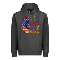 Charcoal Heather home of the free because of the brave Premium Hoodie - NancyCooperArtShop