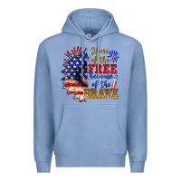 Colony Blue home of the free because of the brave Premium Hoodie - NancyCooperArtShop
