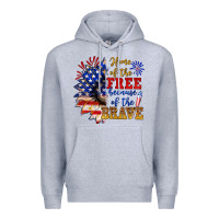 Heather Grey home of the free because of the brave Premium Hoodie - NancyCooperArtShop