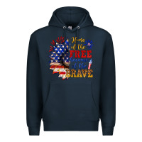 Navy home of the free because of the brave Premium Hoodie - NancyCooperArtShop