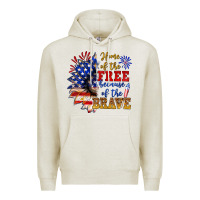 Oatmeal Heather home of the free because of the brave Premium Hoodie - NancyCooperArtShop