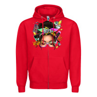 Red 90s messy bun Zipper Hoodie - texasbilliewilder