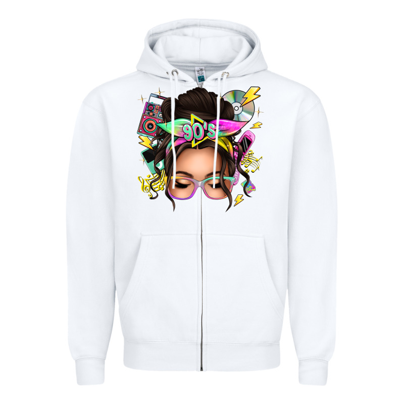 90s Messy Bun Zipper Hoodie by texasbilliewilder | Teevron