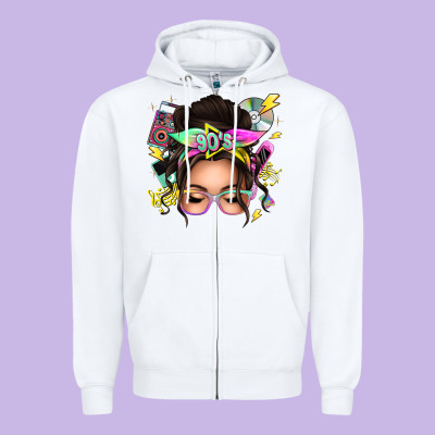 Zipper Hoodie 90s messy bun