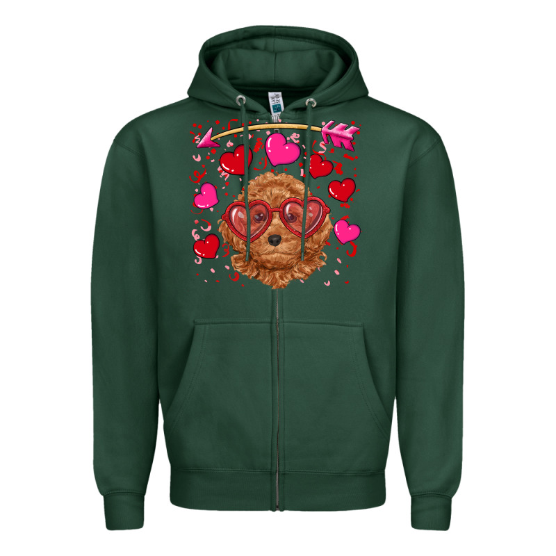 Valentine's Day Toy Poodle Zipper Hoodie by RanaPortraitStore | Teevron