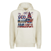 Oatmeal Heather god bless america Premium Hoodie - NancyCooperArtShop