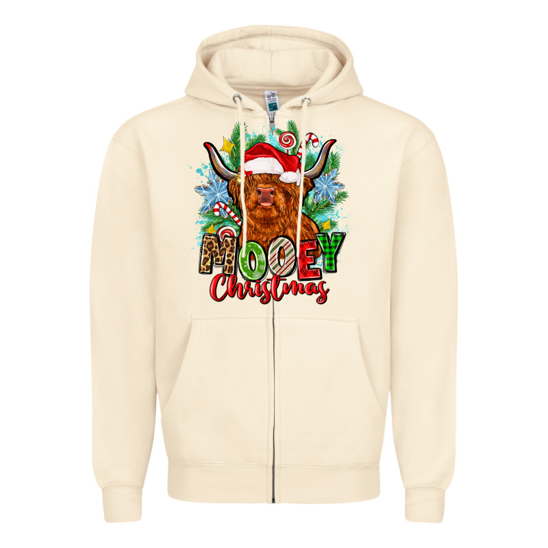 Mooey Christmas Zipper Hoodie by Zillion Design Studio | Teevron