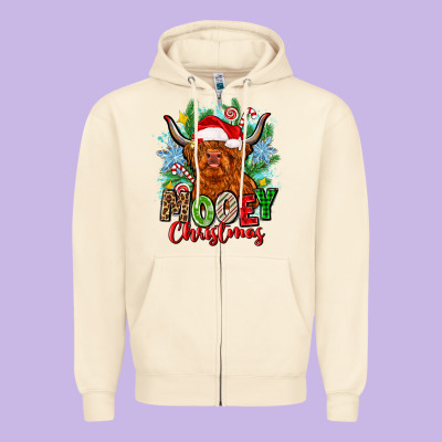 Mooey Christmas Zipper Hoodie Designed By Zillion Design Studio