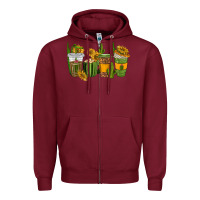 Burgundy cactus coffee cups Zipper Hoodie - texasbilliewilder