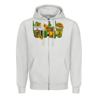 Dove Grey cactus coffee cups Zipper Hoodie - texasbilliewilder