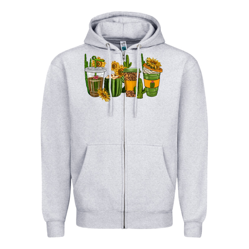Cactus Coffee Cups Zipper Hoodie by texasbilliewilder | Teevron