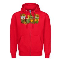 Red cactus coffee cups Zipper Hoodie - texasbilliewilder