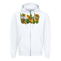 White cactus coffee cups Zipper Hoodie - texasbilliewilder
