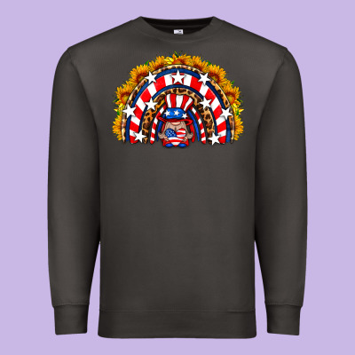 Usa Gnome Sunflower Rainbow Premium Sweatshirt Designed By Hra Design Shop