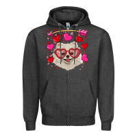 Charcoal Heather Valentine's day white pomeranian Zipper Hoodie - RanaPortraitStore