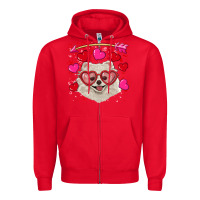 Red Valentine's day white pomeranian Zipper Hoodie - RanaPortraitStore