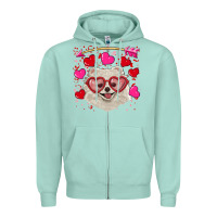 Seafoam Valentine's day white pomeranian Zipper Hoodie - RanaPortraitStore