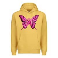 Antique Gold pink ribbon breast cancer butterfly Premium Hoodie - Jasminsmagicworld