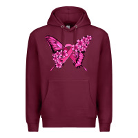 Burgundy pink ribbon breast cancer butterfly Premium Hoodie - Jasminsmagicworld