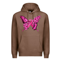 Chestnut pink ribbon breast cancer butterfly Premium Hoodie - Jasminsmagicworld