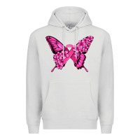 Dove Grey pink ribbon breast cancer butterfly Premium Hoodie - Jasminsmagicworld