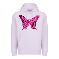 Lilac pink ribbon breast cancer butterfly Premium Hoodie - Jasminsmagicworld