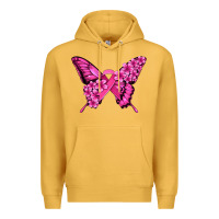 Mustard pink ribbon breast cancer butterfly Premium Hoodie - Jasminsmagicworld