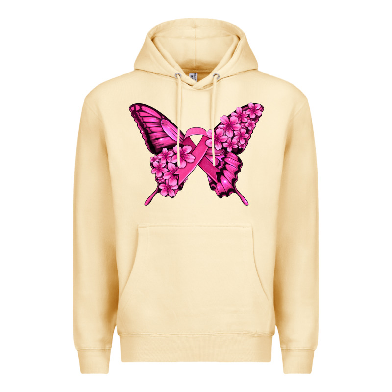 Pink Ribbon Breast Cancer Butterfly Premium Hoodie by Jasminsmagicworld | Teevron