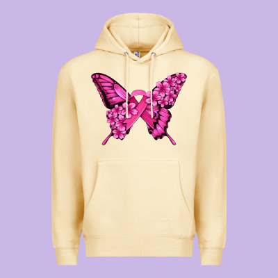 Pink Ribbon Breast Cancer Butterfly Premium Hoodie Designed By Jasminsmagicworld