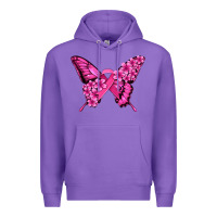 Purple pink ribbon breast cancer butterfly Premium Hoodie - Jasminsmagicworld
