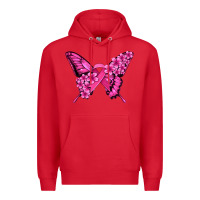 Red pink ribbon breast cancer butterfly Premium Hoodie - Jasminsmagicworld