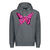 Rock pink ribbon breast cancer butterfly Premium Hoodie - Jasminsmagicworld