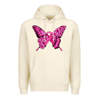 Sandshell pink ribbon breast cancer butterfly Premium Hoodie - Jasminsmagicworld