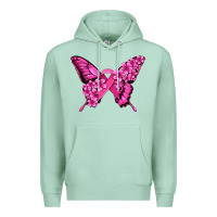 Seafoam pink ribbon breast cancer butterfly Premium Hoodie - Jasminsmagicworld