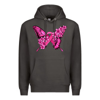 Smoke pink ribbon breast cancer butterfly Premium Hoodie - Jasminsmagicworld