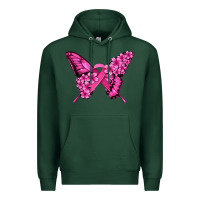 Sports Green pink ribbon breast cancer butterfly Premium Hoodie - Jasminsmagicworld