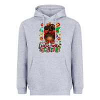 Heather Grey santa's favorite secretary afro messy bun Heavyweight Hoodie - texasbilliewilder