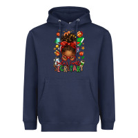 Navy santa's favorite secretary afro messy bun Heavyweight Hoodie - texasbilliewilder