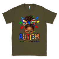 Army Green autism awareness afro messy bun Classic Tee - texasbilliewilder