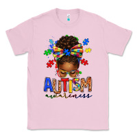 Bubblegum Pink autism awareness afro messy bun Classic Tee - texasbilliewilder