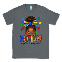 Charcoal Heather autism awareness afro messy bun Classic Tee - texasbilliewilder